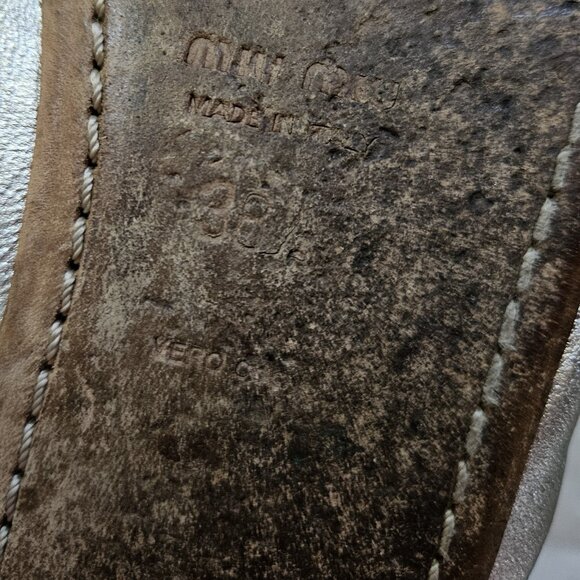 Miu Miu silver ballet flat prism crystal embellished, elastic heel Italy sz 38.5 - Picture 14 of 14